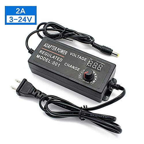 AC to DC Converter 100 240V to 3 24V 2A 48W Universal Switching Adjustable Power Supply Adapter for Tape Light Rope Light US Plug  3 24V 2A