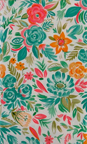 Nantucket Watercolor Floral Collage Vinyl Flannel Back Tablecloth  52  x 90  Oblong