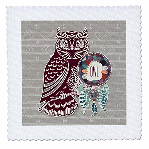 3dRose Native American Zodiac for November 23 to December 21 Purple Owl   Quilt Square 10 by 10 Inch  qs 221974 1