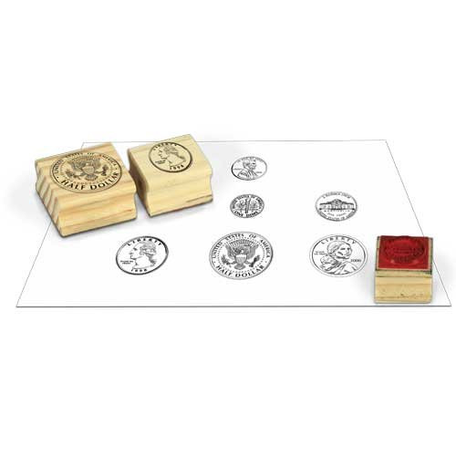 EAI Education Wooden Coin Stamps - Tails: Set of 6