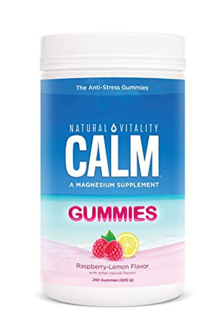 Natural Vitality Calm Magnesium Citrate Supplement Anti Stress Gummies Raspberry Lemon 240 Gummies  Packaging May Vary