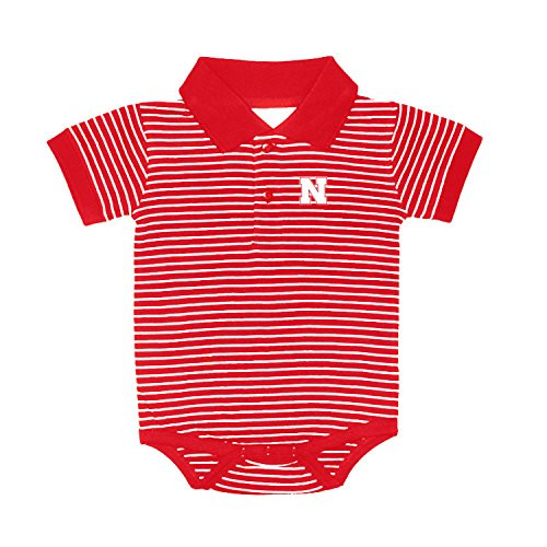 Nebraska Cornhuskers NCAA College Newborn Infant Baby Striped Golf Creeper  6 Months