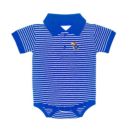 Kansas Jayhawks NCAA College Newborn Infant Baby Striped Golf Creeper  6 Months  Blue White