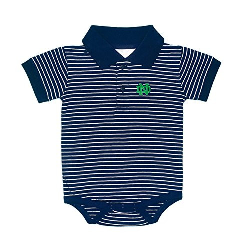 Notre Dame Fighting Irish NCAA College Newborn Infant Baby Striped Golf Creeper  12 Months  Blue White