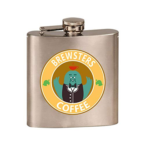 Bird Monster Coffee Pigeon Game Parody   3D Color Printed 6 oz Stainless Steel Flask  Steel Silver   B