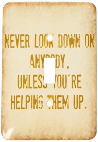 3dRose lsp 180047 1 never look down unless helping up gold letters on gold background   Single Toggle Switch