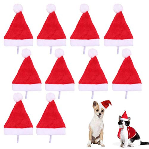 BraveWind 10 Pcs Pet Christmas Santa Hat Christmas Dog Costume for Puppy Kitten Small Cats Dogs Pets