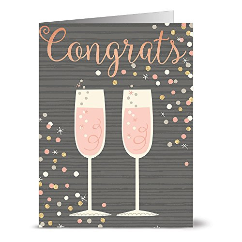 Note Card Cafe Congratulations Cards with Gray Envelopes   36 Pack   Champagne Congrats   Blank Inside Glossy Finish   Set for Greeting Cards Graduations Promotions Baby Showers
