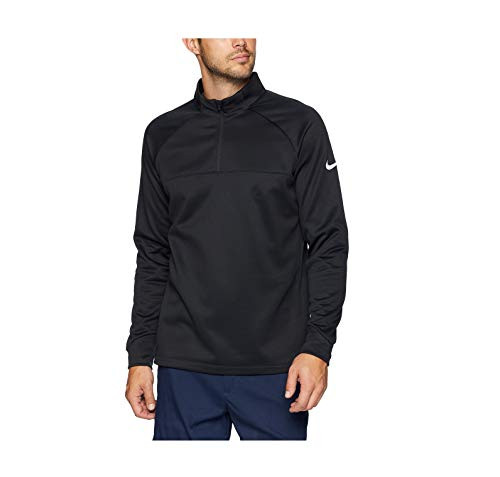 NIKE Men s Therma Half Zip Golf Shirt Black Black White Small