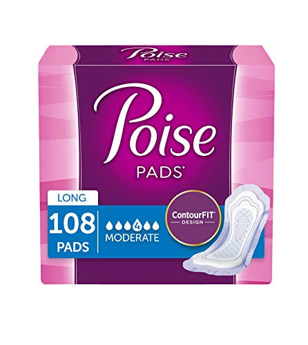 Poise Incontinence Pads Moderate Absorbency Long Length 108 Count  2 Packs of 54   Packaging May Vary