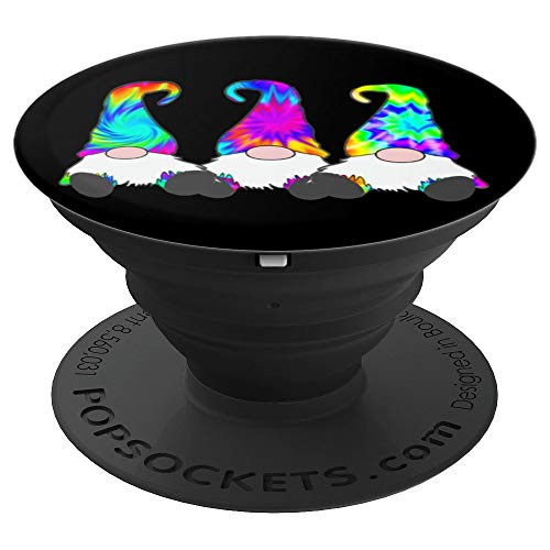 3 Hippie Gnomes Tie Dye Hat Retro Peace Groovy Psychedelic PopSockets Grip and Stand for Phones and Tablets