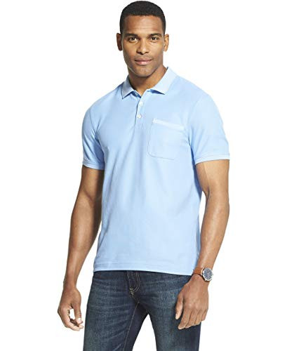 Van Heusen Men s Slim Fit Never Tuck Short Sleeve Solid Polo Shirt Della Robbia Blue X Large