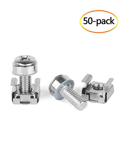 DAFUNY M6 x 16mm Rack Mount Cage Nuts and Screws   Washers  50pcs  for Rack Mount Server Cabinets Rack Mount Server Shelves Routers Rack Mount Screws and Square Insert Nuts