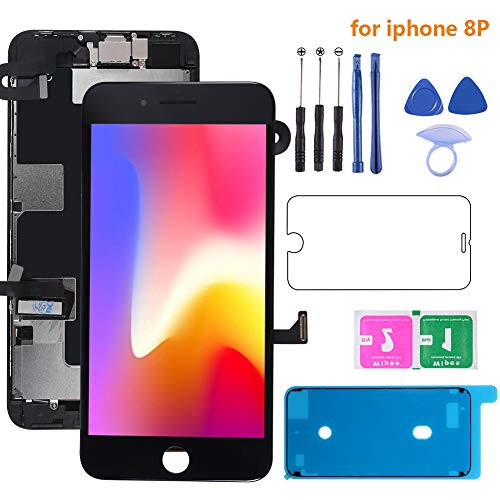 for iPhone 8 Plus Screen Replacement Kit 55  LCD Display for iPhone 8 Plus Replacement Touch Screen Digitizer Full Assembly   Front Camera   Repair Tools   Screen Protector  Waterproof Adhe  Black