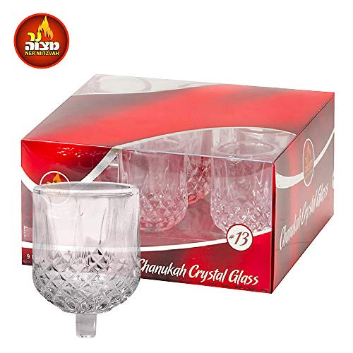 Ner Mitzvah Hanukkah Menorah Oil Cups  Crystal Elegant Holders for Chanukah Menorah Oil or Shabbos Oil Candles  Durable Quality Long Lasting