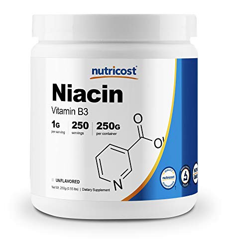 Nutricost Niacin Vitamin B3 Powder 250 Grams   1G Per Serving   Pure Vitamin B3  Niacin  Powder
