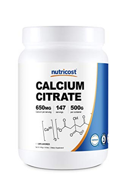 Nutricost Pure Calcium Citrate Powder 500 Grams Unflavored No Fillers Gluten Free 11lbs Nutricost Pure Calcium Citrate Powder 500 Grams Unflavored No Fillers Gluten Free 11lbs