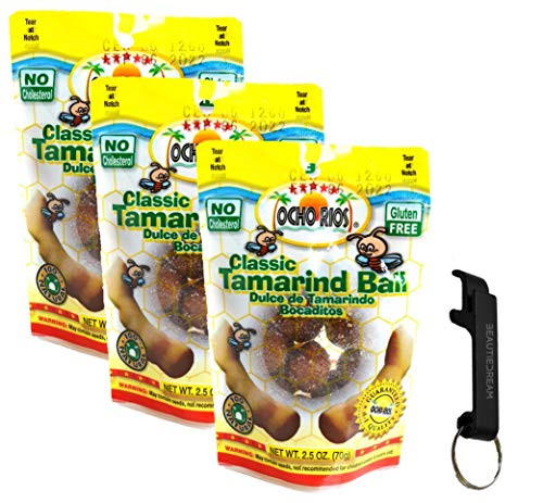 Ocho Rios Tamarind Ball Candy 25oz Pack of 3 with Keychain Bottle Opener in Sealed O That s Good Packaging