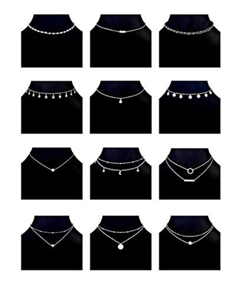 Ofeiyaa 12pcs Chain Gold Bead Necklace Coin Moon Star Pearl Pendant Chain Choker Multilayer Necklace Leather Cord Set for Women Girls Adjustable Gold Tone B 12pcs Ofeiyaa 12pcs Chain Gold Bead Necklace Coin Moon Star Pearl Pendant Chain Choker Multilayer Necklace Leather Cord Set for Women Girls Adjustable Gold Tone B 12pcs