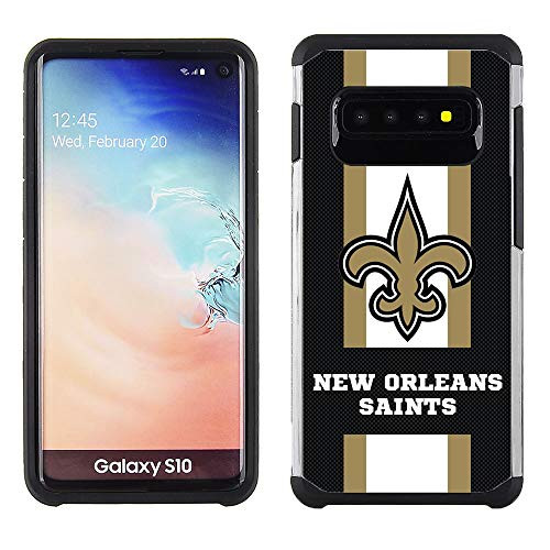 Samsung S10   NFL Licensed New Orleans Saints   Pebble Grain Striped Protective Case