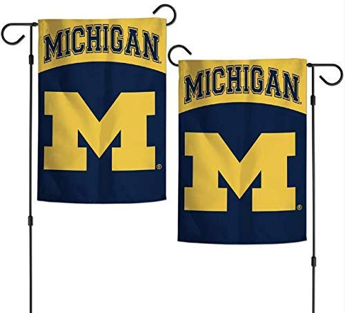 WinCraft NCAA University Michigan Wolverines 125  x 18  2 Sided Garden Flag   Blue with Yellow M and Michigan
