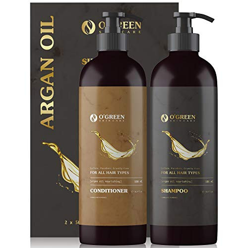 OGREEN Moroccan Argan Oil Shampoo and Conditioner Set Keratin Organic Moisturizing Paraben Free Safe for Color Treated Damaged Curly or Frizzy Hair OGREEN Moroccan Argan Oil Shampoo and Conditioner Set Keratin Organic Moisturizing Paraben Free Safe for Color Treated Damaged Curly or Frizzy Hair