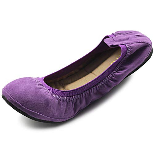 Ollio Women s Shoe Faux Suede Comfort Ballet Flat BN16 65 B M  US Purple