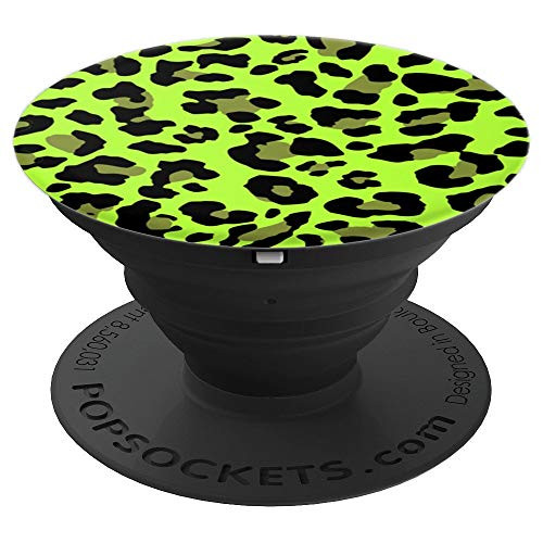 Leopard Print Stylish Cheetah Summer Pattern Cool Lime Green PopSockets Grip and Stand for Phones and Tablets