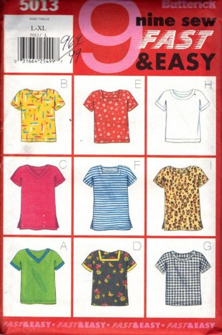Butterick 5013 Sewing Pattern Misses Top Size L,XL