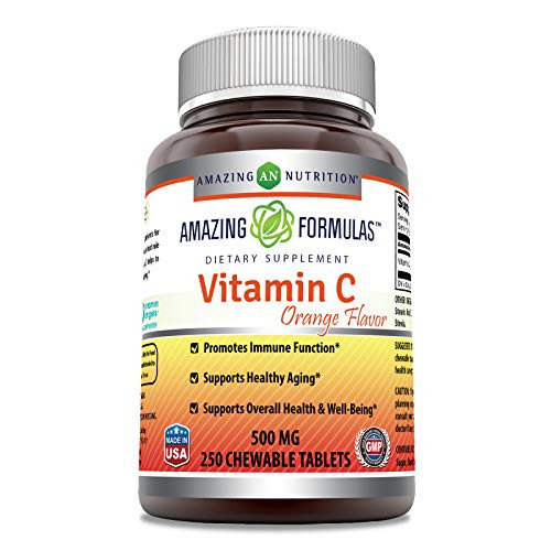 Amazing Formulas Vitamin C 500mg Chewable Tablets Non GMOGluten Free Orange Flavor Promotes Immune Function Supports Healthy Aging Overall Health Well Being* 250 Count Amazing Formulas Vitamin C 500mg Chewable Tablets Non GMOGluten Free Orange Flavor Promotes Immune Function Supports Healthy Aging Overall Health Well Being* 250 Count