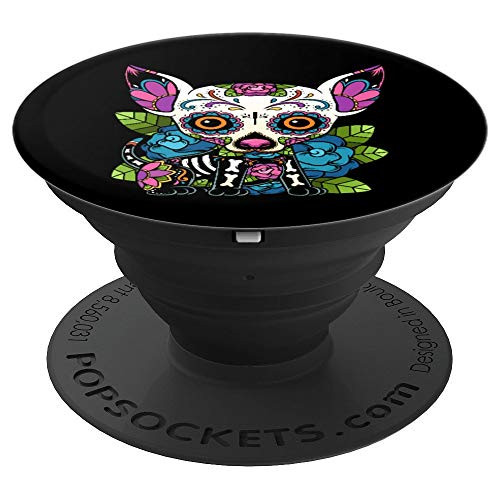 Chihuahua Sugar Skull Mexico Dog Calavera Dia De Los Muertos PopSockets Grip and Stand for Phones and Tablets