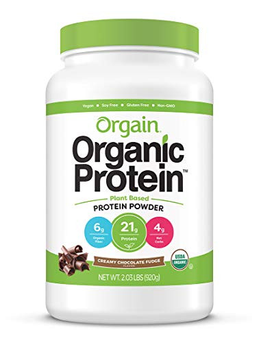 Orgain Organic Plant Based Protein Powder Creamy Chocolate Fudge   Vegan Low Net Carbs Non Dairy Gluten Free Lactose Free No Sugar Added Soy Free Kosher 203 Pound  Packaging May Vary