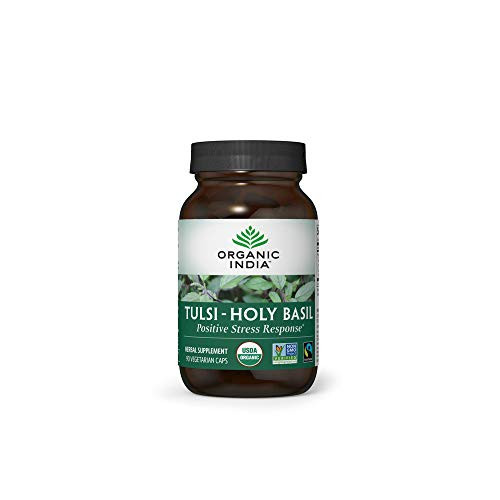Organic India Tulsi Herbal Supplement   Holy Basil Immune Support Adaptogen Supports Healthy Stress Response Vegan Gluten Free Kosher USDA Certified Organic Non GMO   90 Capsules