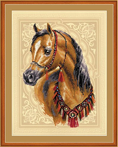 RIOLIS 0040 PT   Arabian Horse   Counted Cross Stitch Kit 11¾  x 15¾  Zweigart 14ct AIDA with pre printed background 22 Colors