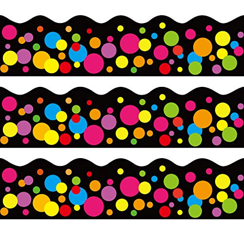 OUNENO Confetti Circles Dots Bulletin Board Border Trim for Classroom Chalkboard Whiteboard Decoration Scalloped 36ft