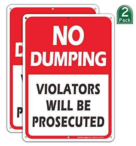 2 Pack  No Dumping Sign Violators Will Be Prosecuted Sign 10  x 7  Rust Free 40 Aluminum UV Protected Weather Resistant Waterproof Durable Ink?Easy to Mount