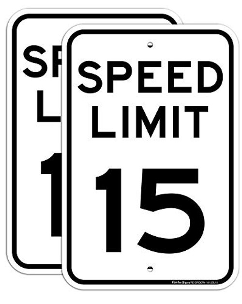 2 Pack  Speed Limit 15 MPH Sign 18 x 12 Inches Engineer Grade Reflective Sheeting Rust Free Aluminum Weather Resistant Waterproof Durable Ink Easy to Mount