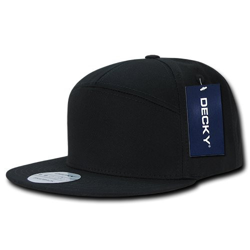 DECKY 7 Panel Cotton Snapback Cap Black