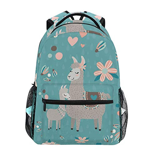 Llama Alpaca Pattern Backpack School Bag Travel Daypack Rucksack for Students