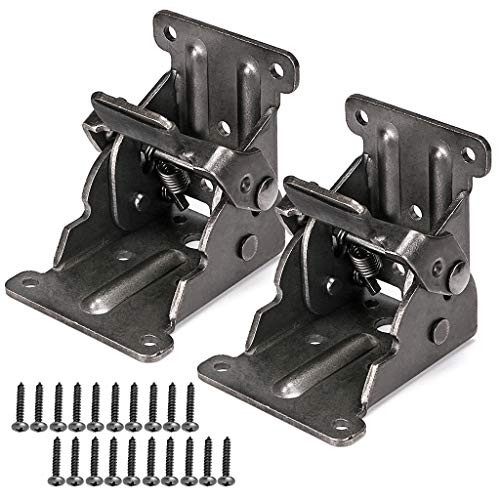 Skelang Folding Brackets Lock Extension Support Bronze Steel Foldable Hinge Hardware with Screws for Table Bed Leg Pack of 2