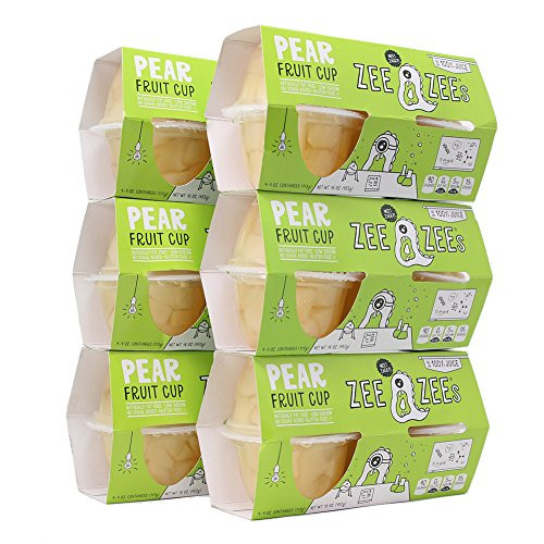 Zee Zees Diced Pear Fruit Cup in 100  Juice No Sugar Added Gluten Free 4 oz Cups 24 pack