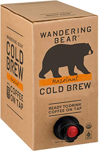 Wandering Bear Extra Strong Organic Cold Brew Coffee On Tap Hazelnut 96 fl oz   Smooth Unsweetened Shelf Stable and Ready to Drink Cold Brew