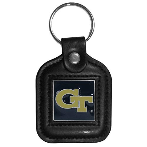 NCAA Siskiyou Sports Fan Shop Georgia Tech Square Leather Key Chain One Size Black
