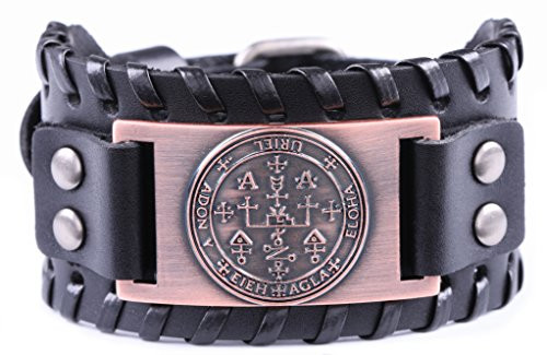 EUEAVAN Key of Solomon The Sigil of The Archangel Uriel Fire of God Talisman Braided Wide Leather Wristband Bracelet Antique CopperBlack EUEAVAN Key of Solomon The Sigil of The Archangel Uriel Fire of God Talisman Braided Wide Leather Wristband Bracelet Antique CopperBlack