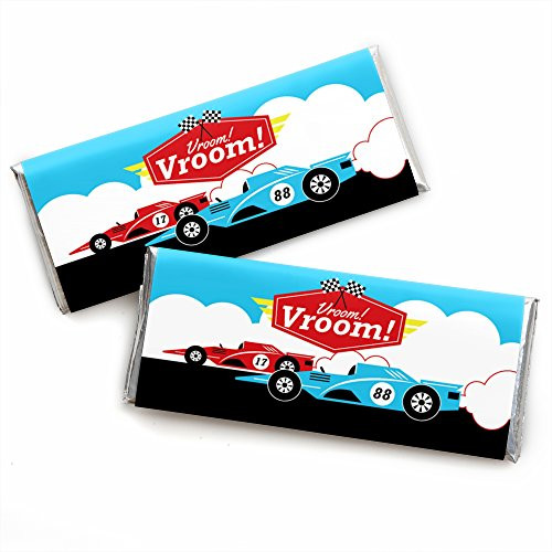 Lets Go Racing   Racecar   Candy Bar Wrapper Baby Shower or Race Car Birthday Party Party Favors   Set of 24