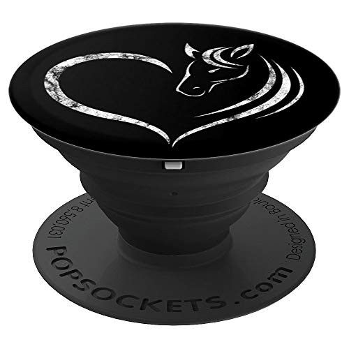 Cool Horse Heart PSocket For Horse Lover  Black  PopSockets Grip and Stand for Phones and Tablets