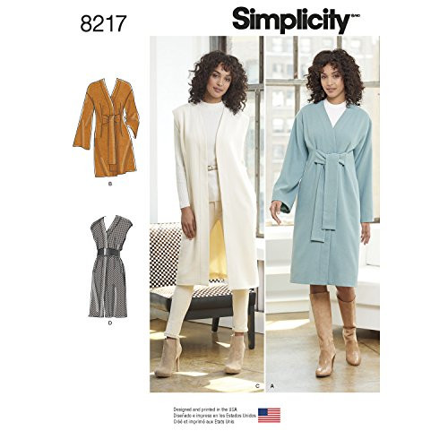 Simplicity Creative Patterns Simplicity Pattern 8217 Miss Petite Lined Coat or Vest, Size: U5 (16-18-20-22-24)