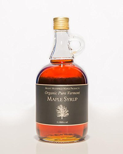 Mansfield Maple Certified Organic Pure Vermont Maple Syrup Golden Delicate  Vermont Fancy  1 Liter Glass Bottle