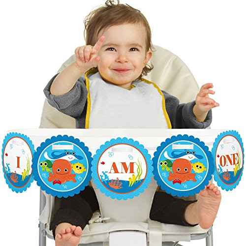 Big Dot of Happiness Under the Sea Critters 1rst Birthday Highchair Decor I Am One First Birthday High Chair Banner Big Dot of Happiness Under the Sea Critters 1rst Birthday Highchair Decor I Am One First Birthday High Chair Banner