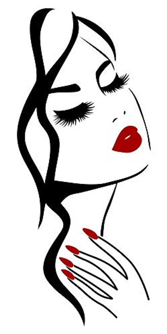 JUEKUI Wall Decor Sticker Beauty Salon Manicure Nail Wall Art Beautiful Girl Face Lips Home Decor Barber Shop Hairstyle Decoration WS41  Black 40x95cm